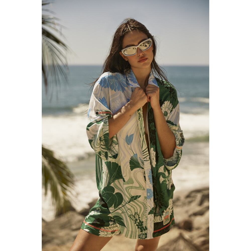 Agua Bendita Kaaw Chrissy Oversized Button Down Shirt Size S